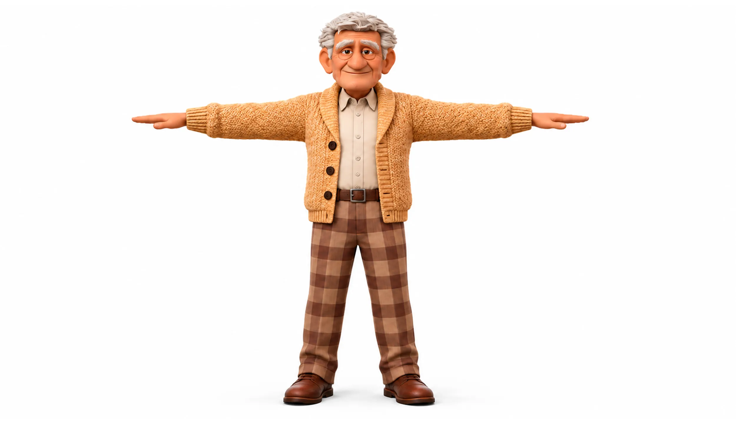Stylized Old Man 3D Character Rigged and Animated Grandfather 3D Model .c4d .max .obj .3ds .fbx .stl .blend 
