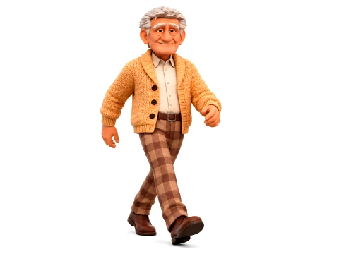 Stylized Old Man 3D Character Rigged and Animated Grandfather 3D Model