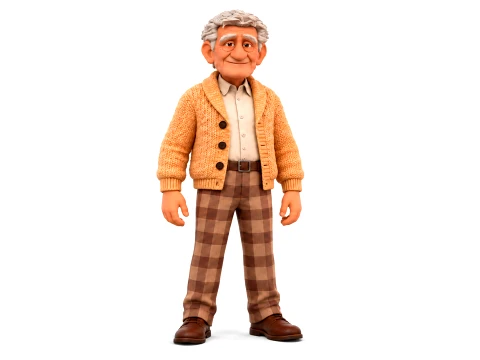 Stylized Old Man 3D Character Rigged and Animated Grandfather 3D Model