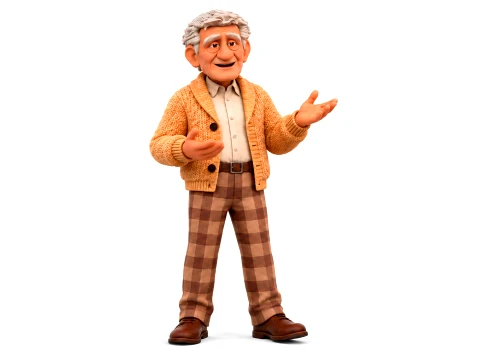 Stylized Old Man 3D Character Rigged and Animated Grandfather 3D Model