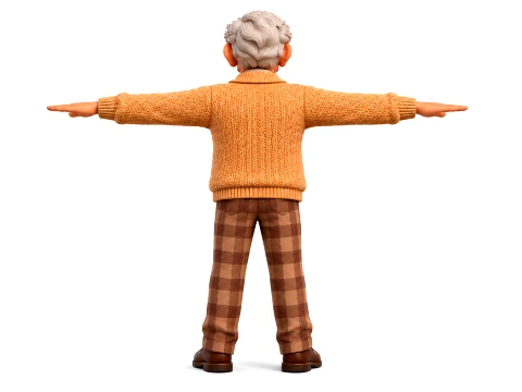 Stylized Old Man 3D Character Rigged and Animated Grandfather 3D Model