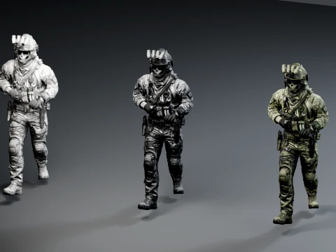 Modern Tactical Soldier Pack - 5 Character Variants Rigged Animated PBR Game Ready 3D Model