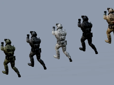 Modern Tactical Soldier Pack - 5 Character Variants Rigged Animated PBR Game Ready 3D Model