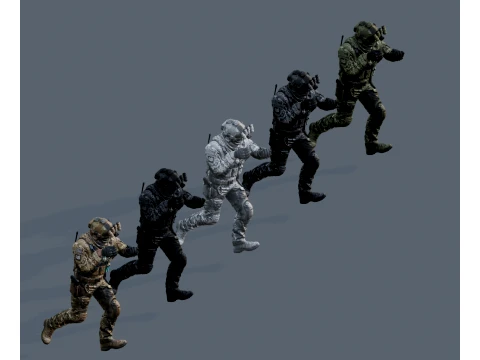 Modern Tactical Soldier Pack - 5 Character Variants Rigged Animated PBR Game Ready 3D Model