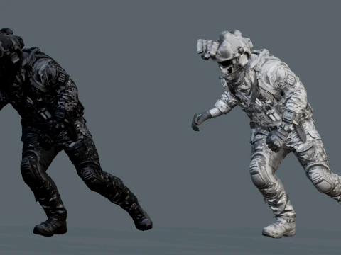 Modern Tactical Soldier Pack - 5 Character Variants Rigged Animated PBR Game Ready 3D Model