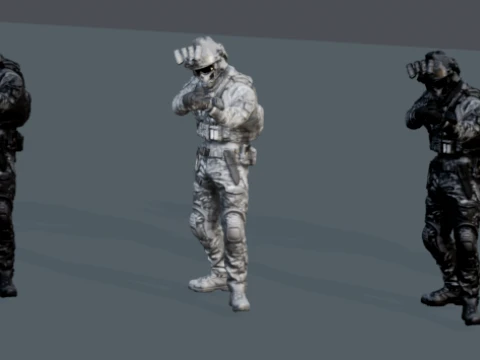Modern Tactical Soldier Pack - 5 Character Variants Rigged Animated PBR Game Ready 3D Model
