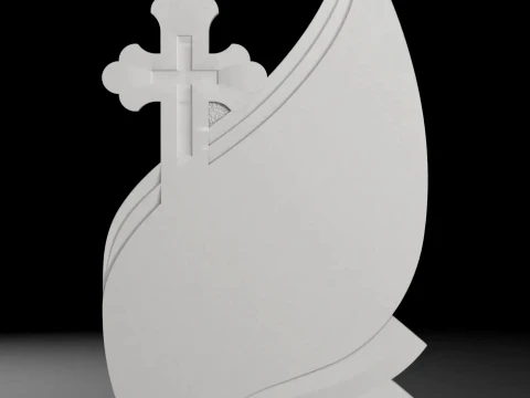 Semi-Trefoil Teardrop Headstone with Rays Tombstone STL 3Dプリントモデル