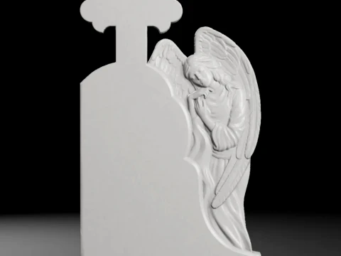 Cross Monument with Angel - Tombstone STL for CNC 600x1200mm 3D Print Model