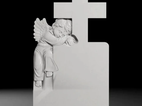 Cross with Cherub - Tombstone STL for CNC 550x1100mm 3D 프린트 모델