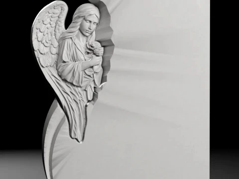 Double Monument with Angels - Tombstone STL for CNC 600x850mm 3D Print Model