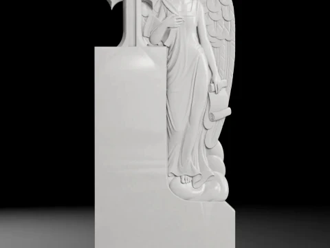 Angel and Pointed Cross - Tombstone STL for CNC 650x1500mm 3D Print Model