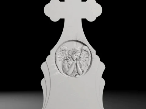 Trefoil Cross with Rays and Medallion - Tombstone STL for CNC 3D Print Model