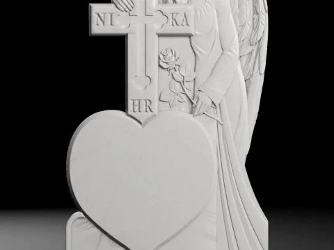 Angel and Heart - Tombstone STL for CNC 800x1400mm Modelo de impresión 3D