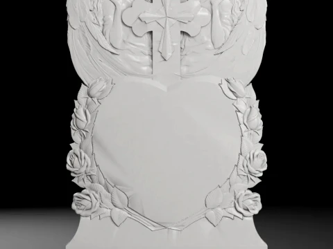 Cross with Angel and Double Rose - Tombstone STL for CNC Modelo de impresión 3D