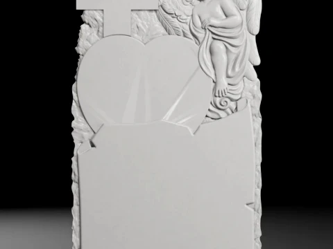 Monument with Cherub and Scroll - Tombstone STL for CNC 3Dプリントモデル