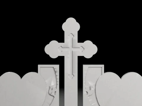 Double Memorial Cross with Heart and Dove Tombstone STL 3D Print Model
