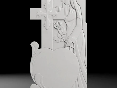 Madonna with Small Heart - Tombstone STL for CNC 600x1300mm 3D Print Model