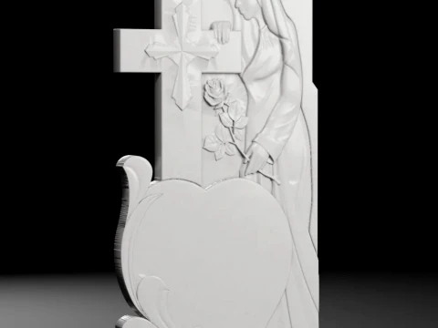 Madonna with Small Heart - Tombstone STL for CNC 600x1300mm 3D Print Model