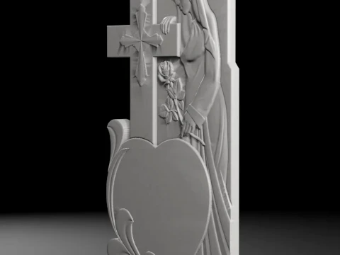Madonna with Small Heart - Tombstone STL for CNC 600x1300mm 3D Print Model