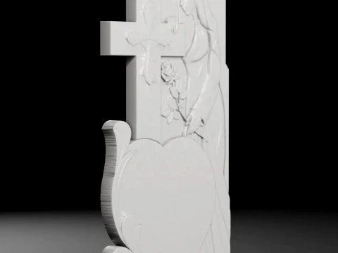 Madonna with Small Heart - Tombstone STL for CNC 600x1300mm 3D Print Model