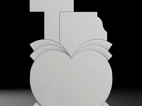 Cross with Heart and Rays - Tombstone STL for CNC 600x1100mm Modelo de impresión 3D