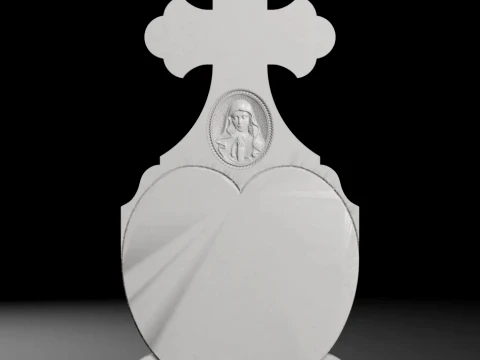 Semi-Trefoil Cross with Heart and Virgin Mary Medallion STL 3D Print Model