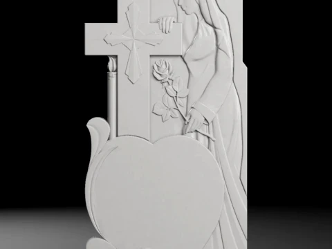 Madonna Relief B - Tombstone STL for CNC 600x1300mm 3D Print Model
