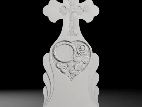 Cross with Heart Rose and Photo Frame STL 450x1200x60mm Modelo de impresión 3D