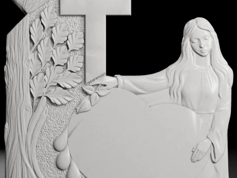 Heart Monument with Virgin Mary - Tombstone STL for CNC 3D Print Model