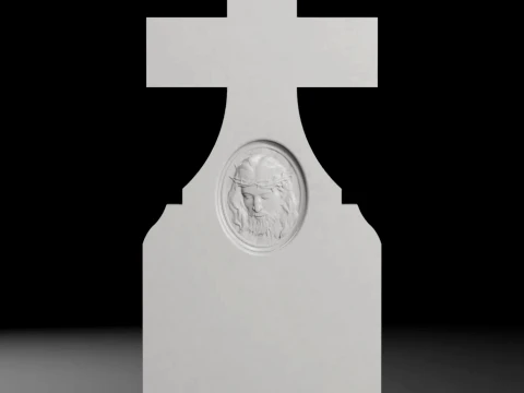 Cross with Jesus Medallion - Tombstone STL for CNC 600x1400mm 3D Print Model