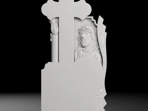 Cross with Candle and Jesus - Tombstone STL for CNC 500x1200mm Modelo de impresión 3D