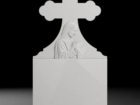 Trefoil Cross with Virgin Mary - Tombstone STL for CNC 3D Print Model