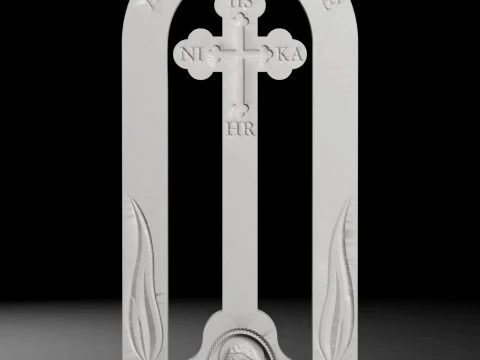 Arched Monument with Cross - Tombstone STL for CNC 600x1300mm 3D Print Model