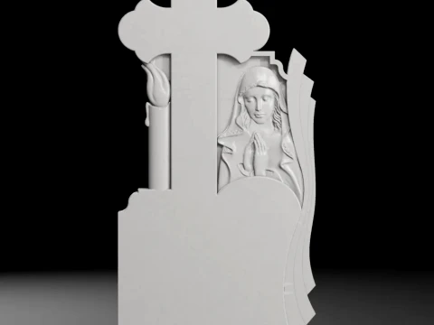 Cross with Virgin Mary and Candle - Tombstone STL for CNC Modelo de impresión 3D