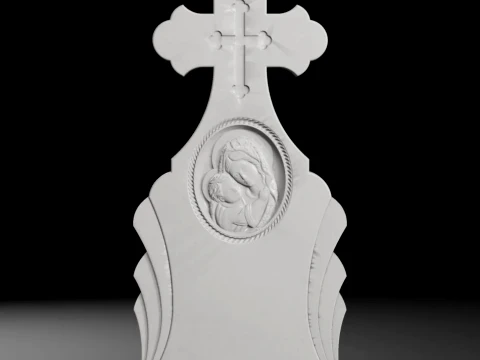 Cross with Rays and Medallion - Tombstone STL for CNC 500x1200mm Modelo de impresión 3D