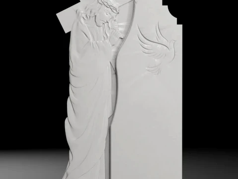 Jesus and Cross - Tombstone STL for CNC 700x1400mm Modelo de impresión 3D