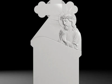 Trefoil Cross with Jesus - Tombstone STL for CNC 600x1400mm 3D Print Model