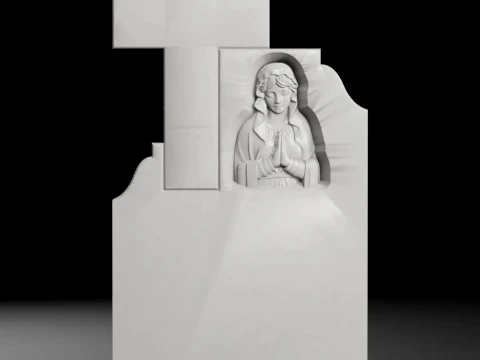 Straight Cross with Virgin Mary - Tombstone STL for CNC 3D Print Model