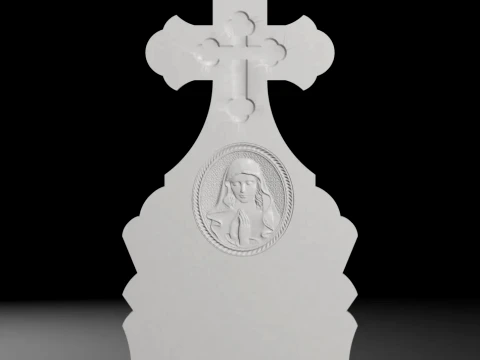 Cross with Virgin Mary Medallion Tombstone STL 600x1300x60mm Modelo de impresión 3D