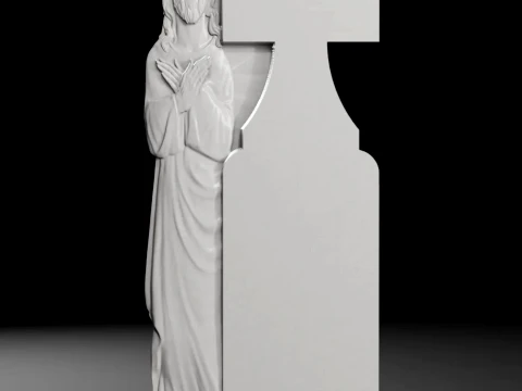 Jesus and Cross - Tombstone STL for CNC 590x1390mm 3D Print Model