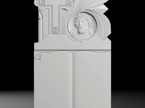 Cross with Jesus Book and Candle - Tombstone STL for CNC Modelo de impresión 3D
