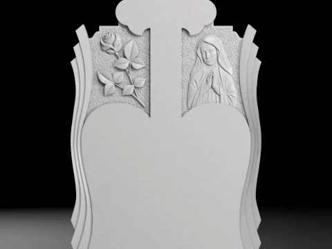 Monument with Rose and Virgin Mary - Tombstone STL for CNC 3D 프린트 모델