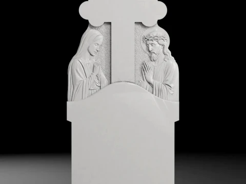 Trefoil Cross with Virgin Mary and Jesus STL 600x1400x80mm 3D Print Model