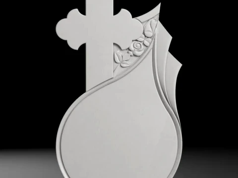 Teardrop Monument with Rose - Tombstone STL for CNC 550x1200mm 3Dプリントモデル