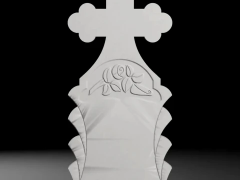 Cross with Rays and Rose - Tombstone STL for CNC 450x1100mm V1 3D printmodel