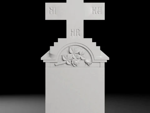 Straight Cross with Rose and Inscription - Tombstone STL for CNC 3D printmodel