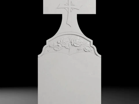 Straight Cross with Rose - Tombstone STL for CNC 600x1300mm 3D printmodel