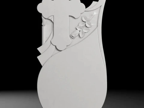Teardrop Cross with Rose - Tombstone STL for CNC 550x1200mm 3Dプリントモデル