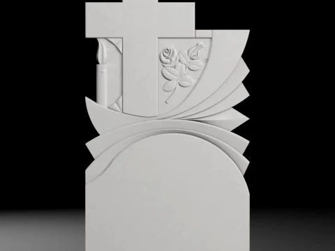 Monument with Rays and Rose - Tombstone STL for CNC 600x1300mm 3D printmodel