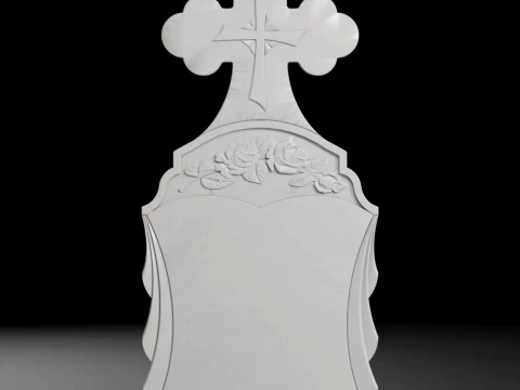 Trefoil-End Cross with Rays and Rose - Tombstone STL for CNC 3D printmodel